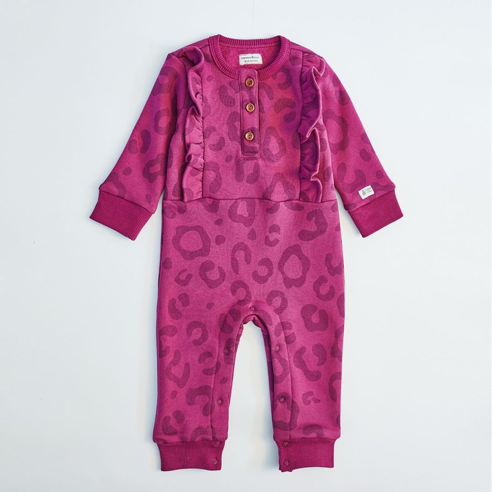 Funky Feline Baby Girl Magenta Onesie | Egyptian Made Applemint & Cocoa